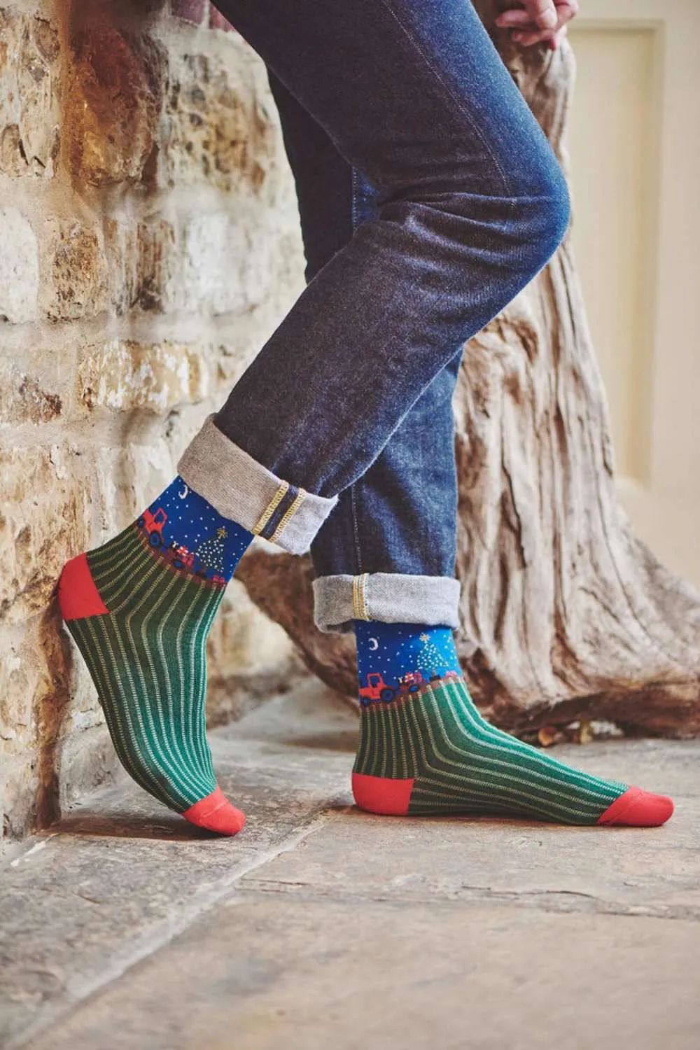Chaussettes en Coton Riche HJ Hall Scène de Ferme de Noël Accessoires HJ