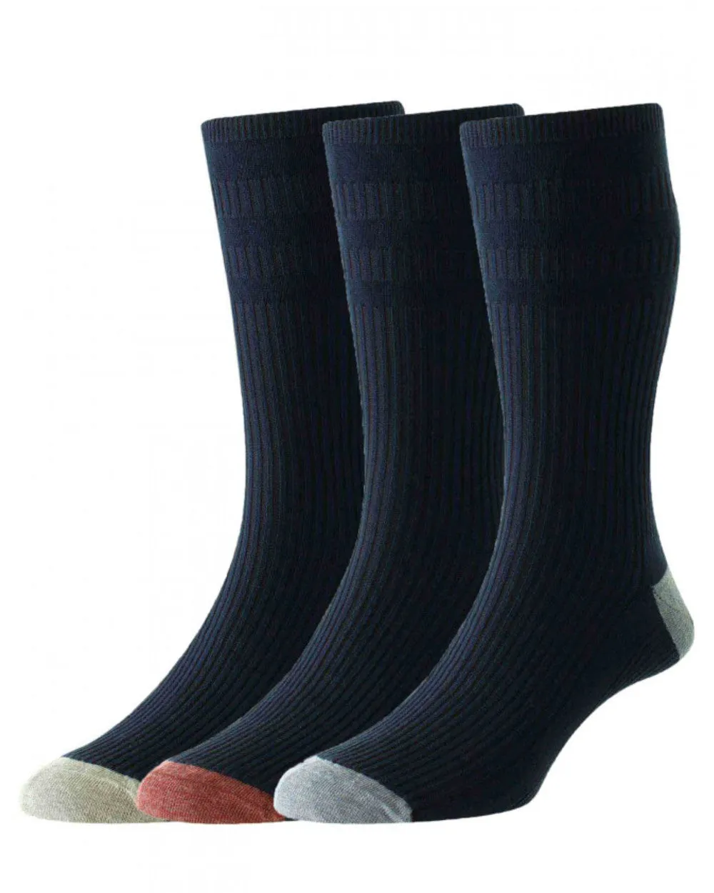 HJ Hall Contraste Talon & Orteil Coton Softop Pack de 3 Paires Accessoires HJ