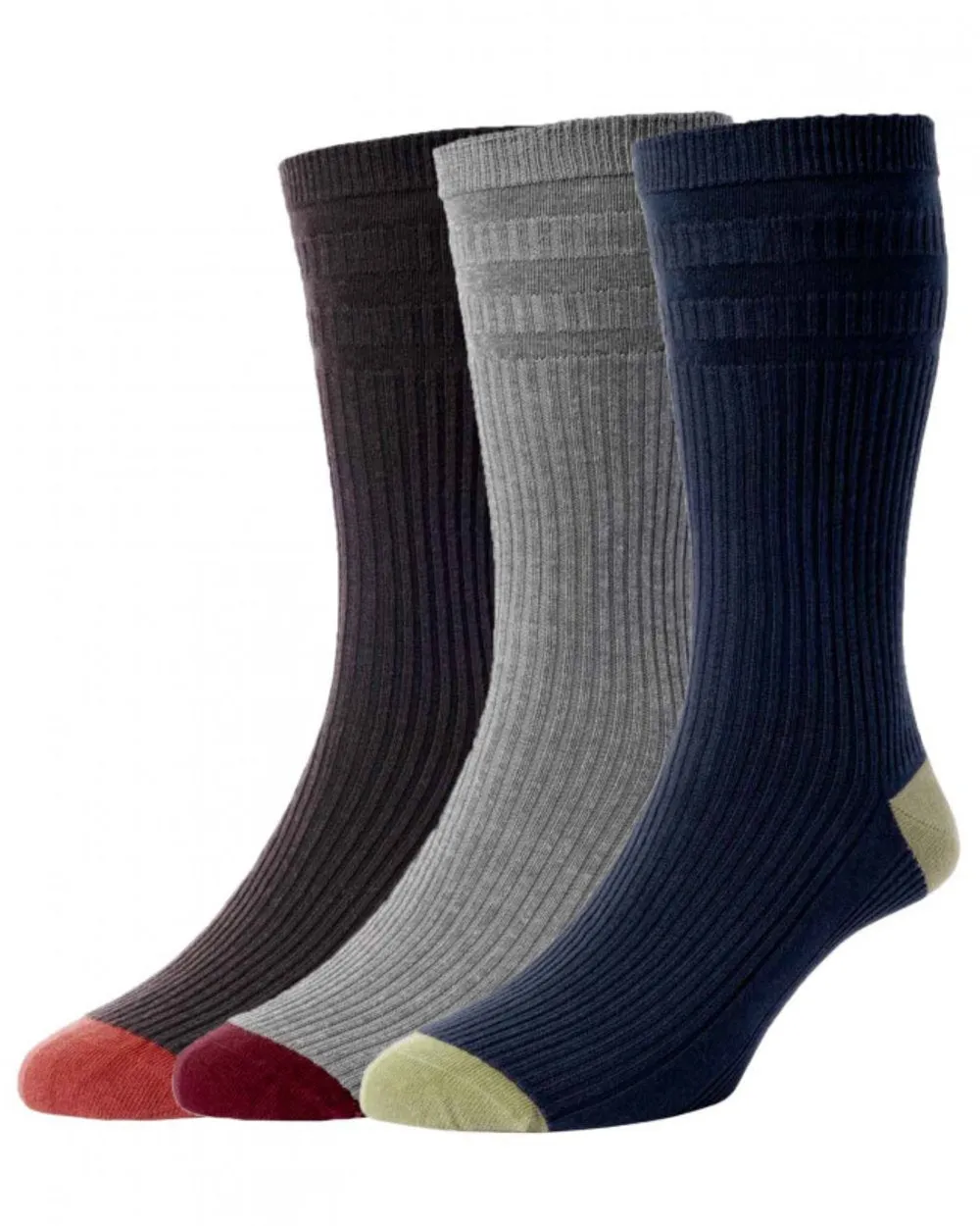 HJ Hall Contraste Talon & Orteil Coton Softop Pack de 3 Paires Accessoires HJ