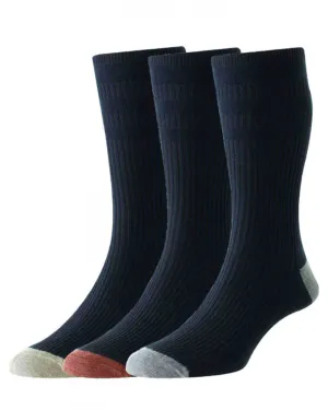HJ Hall Contrast Heel & Toe Cotton Softop 3 Pair Pack HJ Accessories