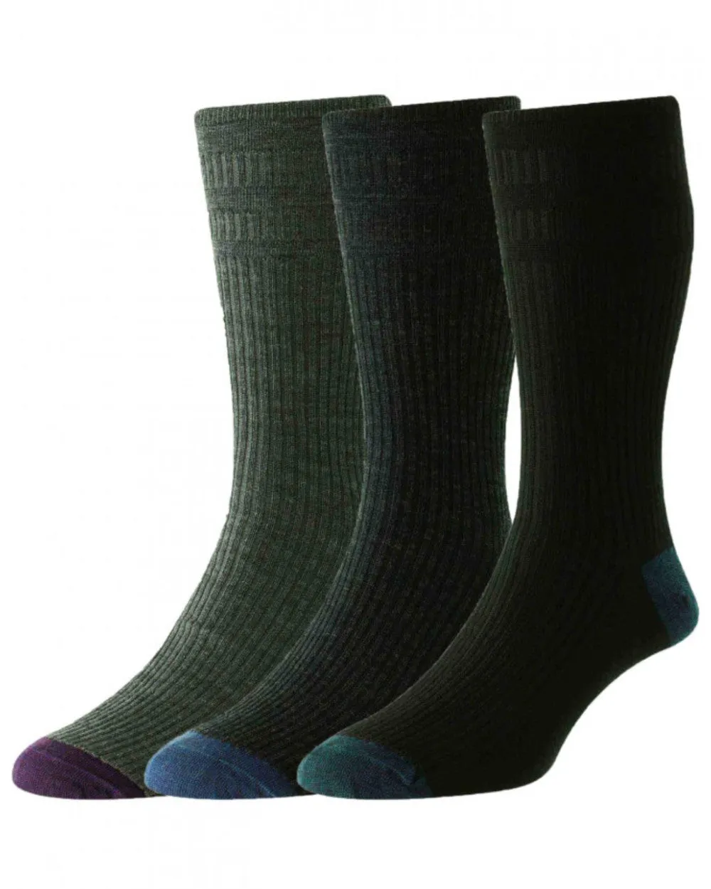 HJ Hall Contraste Talon & Orteil Chaussettes en Laine Riche Softop Pack de 3 paires Accessoires HJ