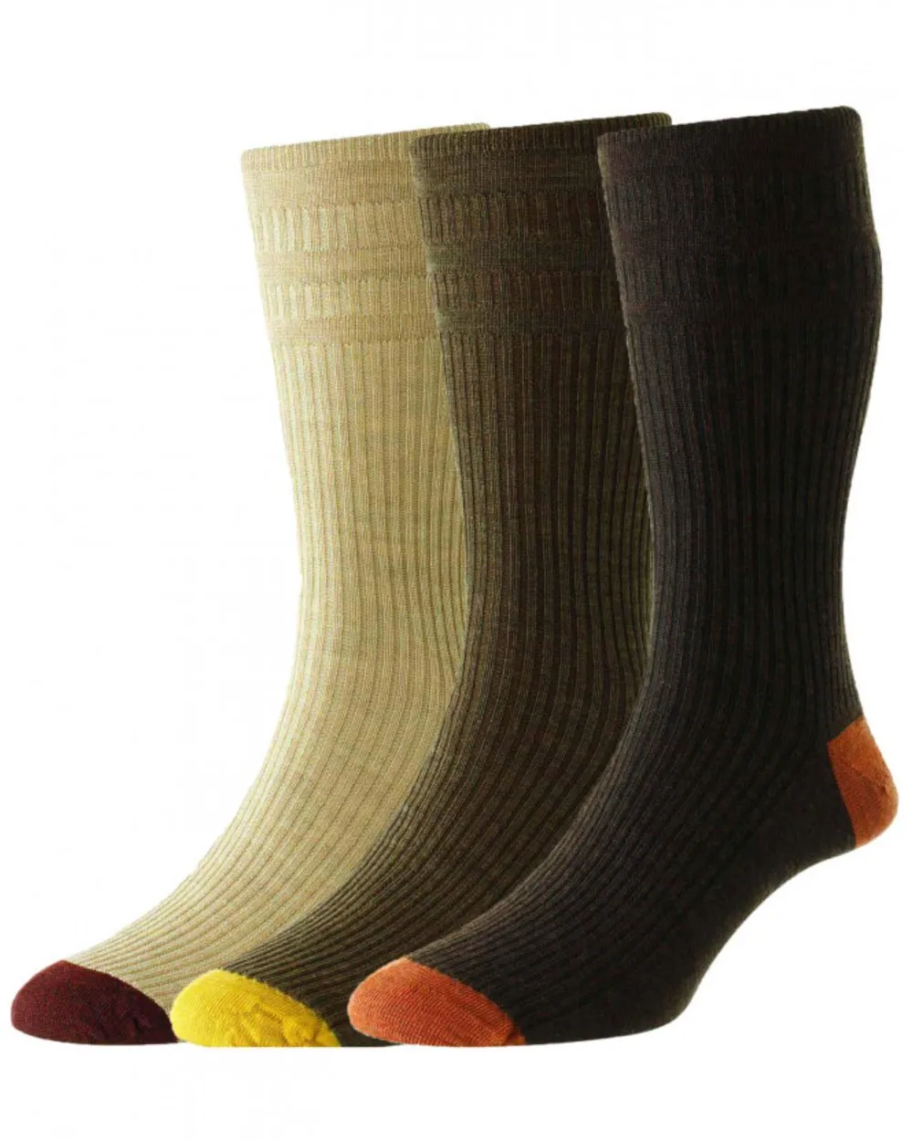 HJ Hall Contraste Talon & Orteil Chaussettes en Laine Riche Softop Pack de 3 paires Accessoires HJ