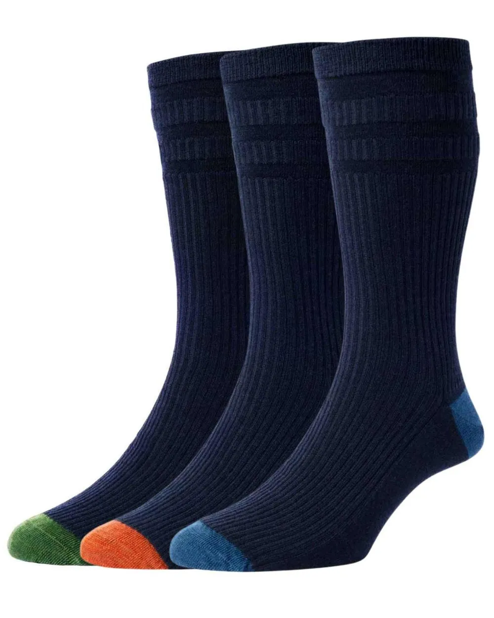 HJ Hall Contraste Talon & Orteil Chaussettes en Laine Riche Softop Pack de 3 paires Accessoires HJ