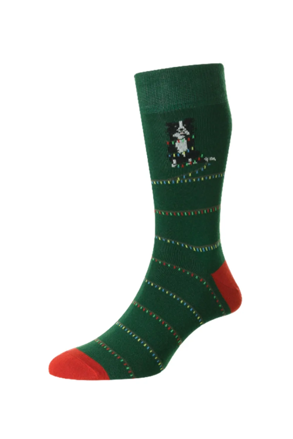 Chaussettes en coton riche HJ Accessories avec un chien et des lumières de Noël