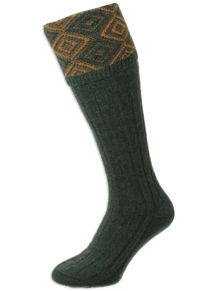HJ Hall Duncliffe Shooting Sock | Textured Diamond Top HJ Accessories