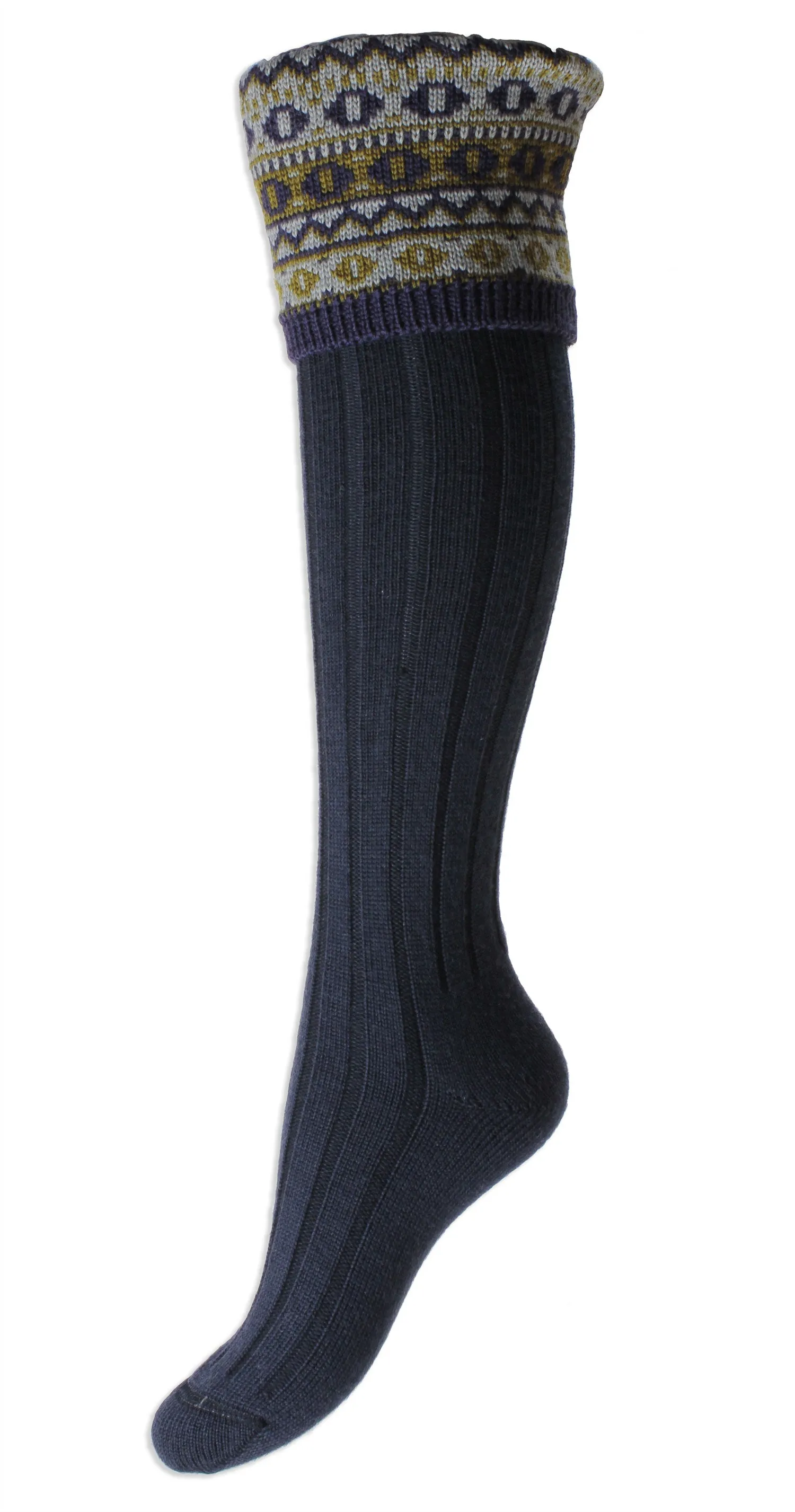 Chaussettes Longues pour Femmes HJ Hall Foxley en Laine Mérinos | Motif Fairisle Haut Accessoires HJ