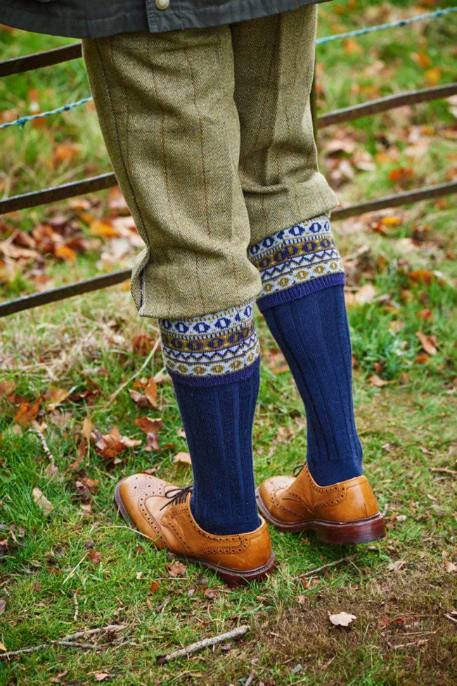 Chaussettes Longues pour Femmes HJ Hall Foxley en Laine Mérinos | Motif Fairisle Haut Accessoires HJ