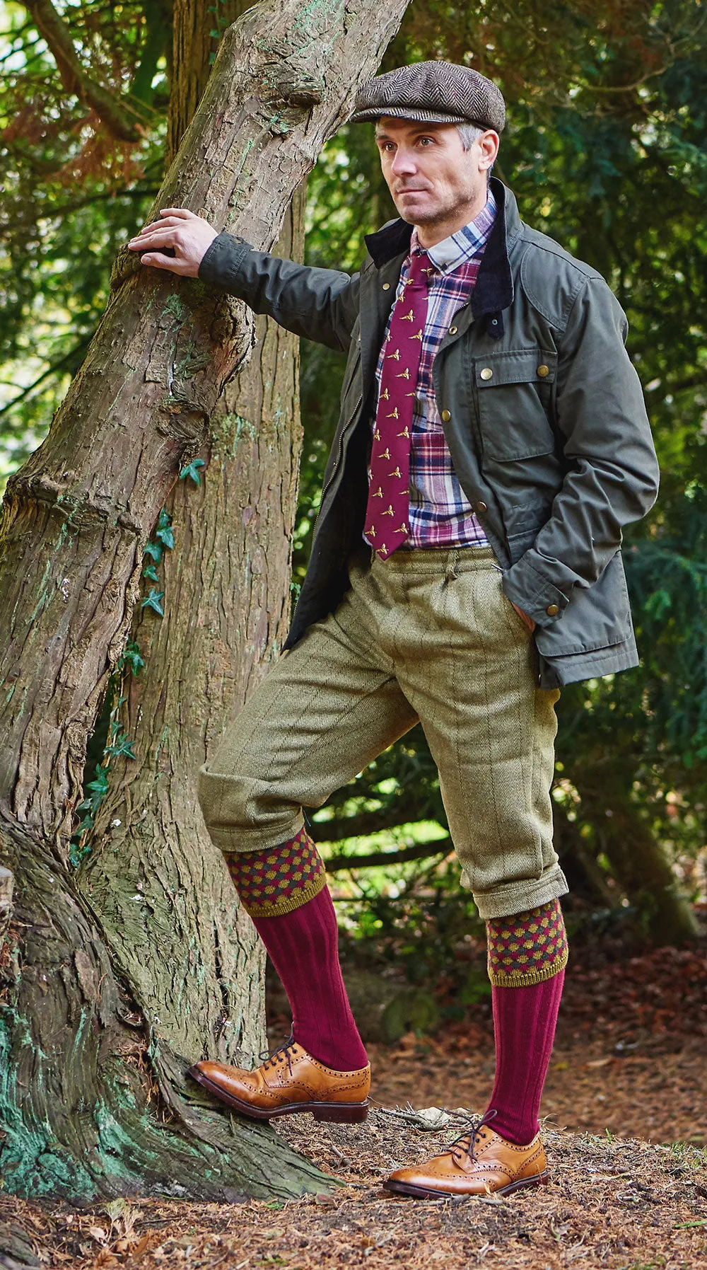 Chaussette de chasse HJ Hall Hadleigh en laine mérinos | Haut à motifs HJ Accessories