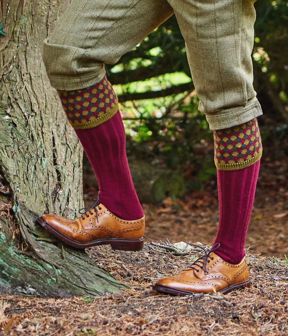 Chaussette de chasse HJ Hall Hadleigh en laine mérinos | Haut à motifs HJ Accessories
