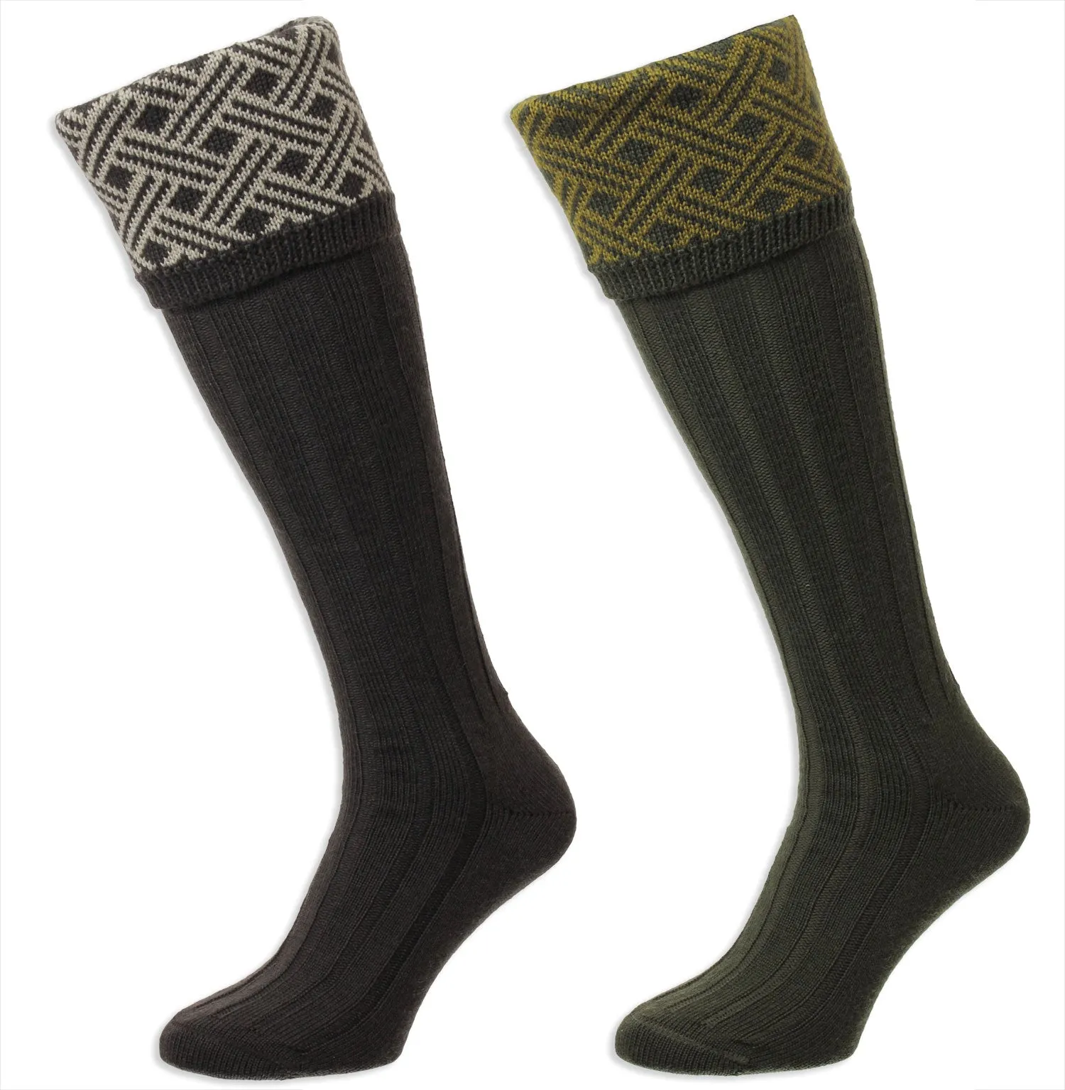 Chaussettes de chasse HJ Hall Langton en laine mérinos | Accessoires HJ à motif treillis
