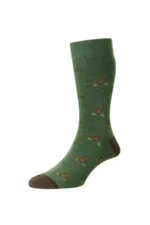 HJ Hall Pheasant and Grouse Motif Rich Cotton Socks HJ Accessories