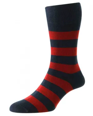 HJ Hall Rugby Stripe Organic Cotton Comfort Top Socks HJ Accessories