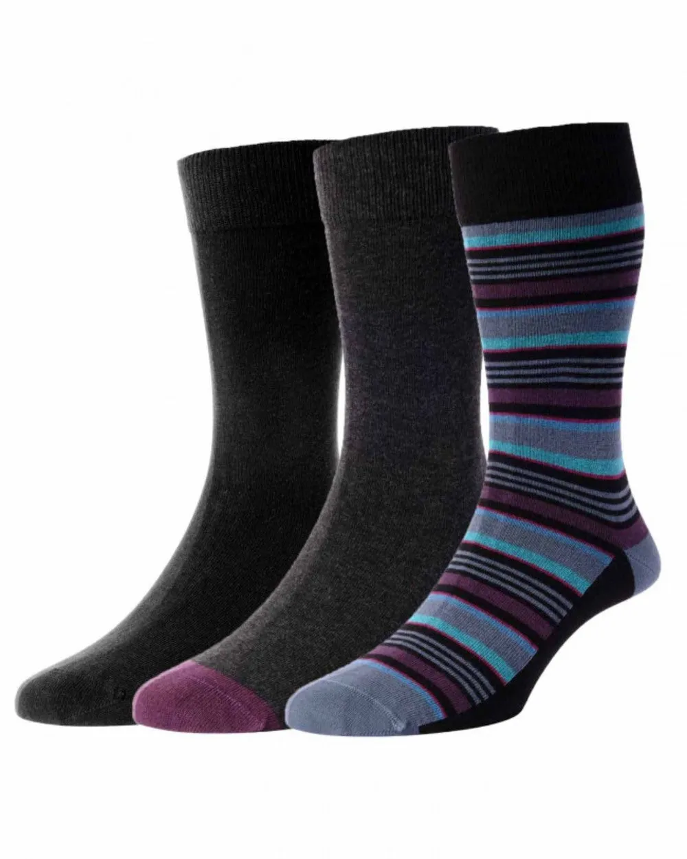 Pack de 3 paires de chaussettes HJ Hall à rayures et unies - Accessoires HJ