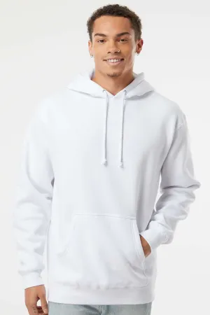Independent Trading Company Mens Hooded Sweatshirt Hoodie w/ Pouch Pocket - White