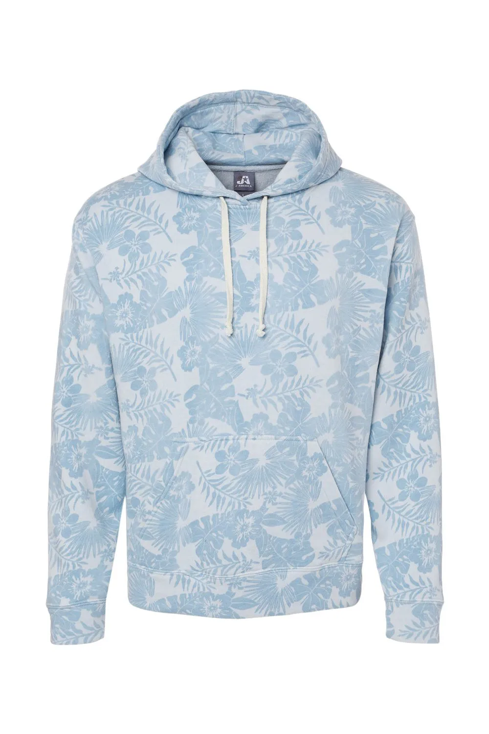 J America Sweat-shirt à capuche en polaire pour hommes avec poche kangourou - Bleu chambray Aloha