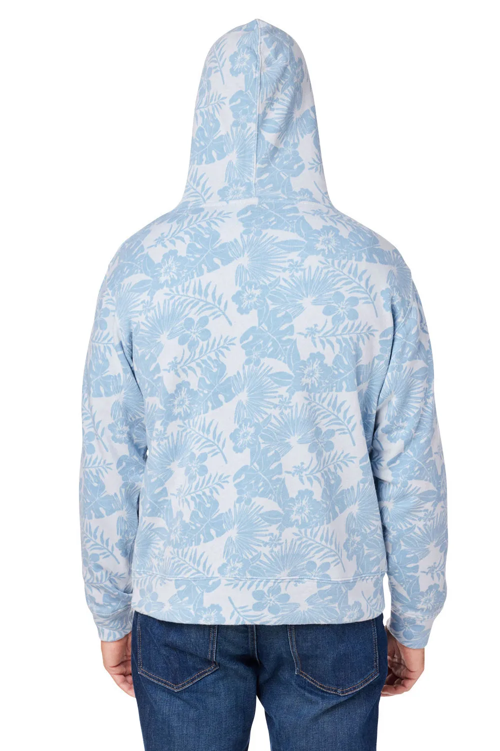 J America Sweat-shirt à capuche en polaire pour hommes avec poche kangourou - Bleu chambray Aloha