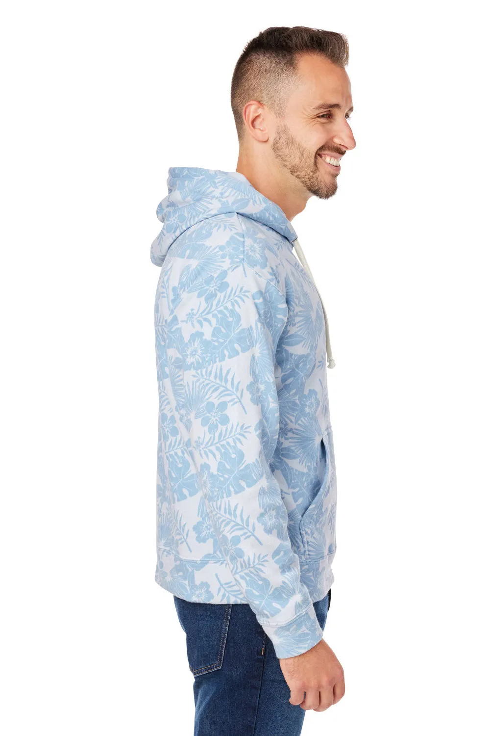 J America Sweat-shirt à capuche en polaire pour hommes avec poche kangourou - Bleu chambray Aloha