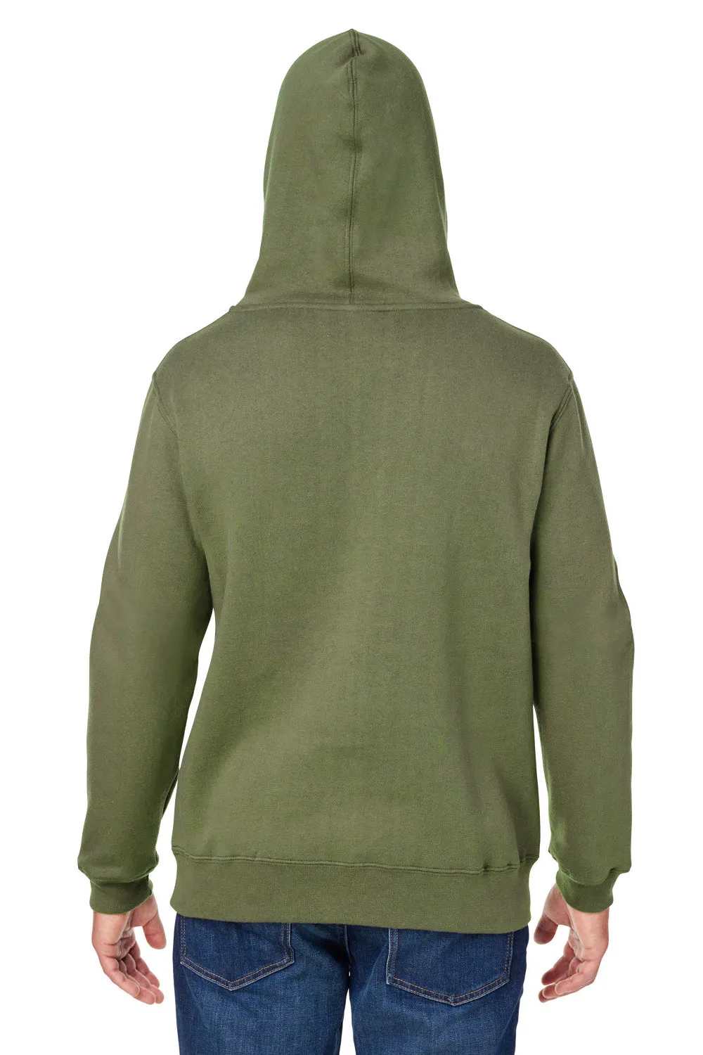 J America Sweat à capuche en polaire premium pour hommes avec poche kangourou - Vert militaire