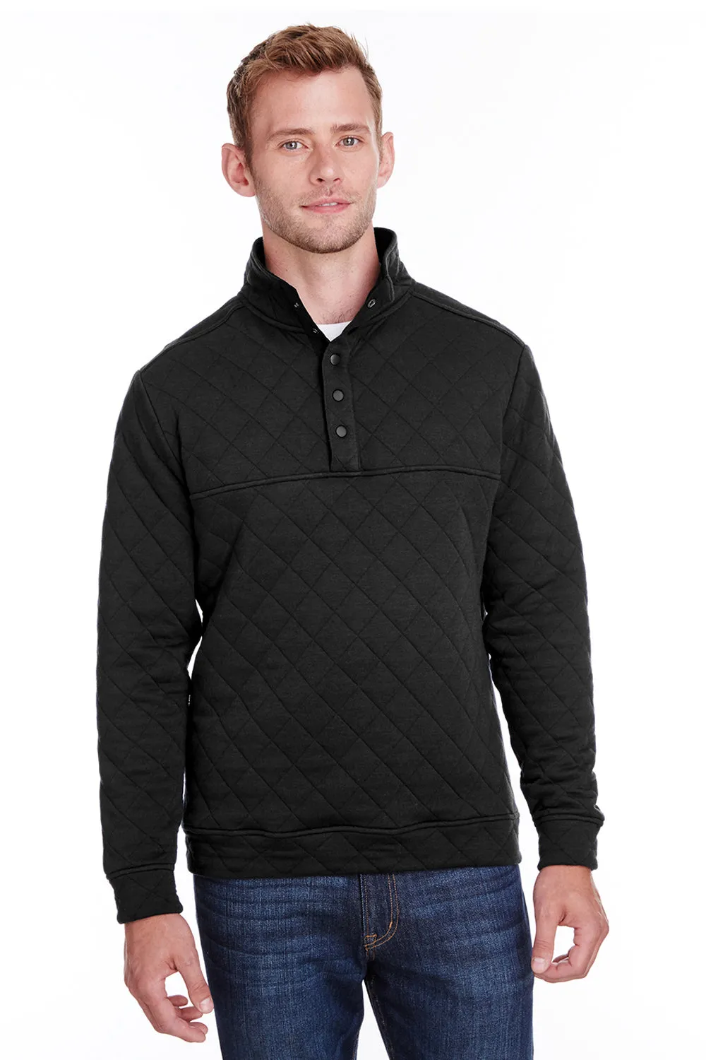 Sweat-shirt à quart de boutonnage matelassé pour hommes J America - Noir