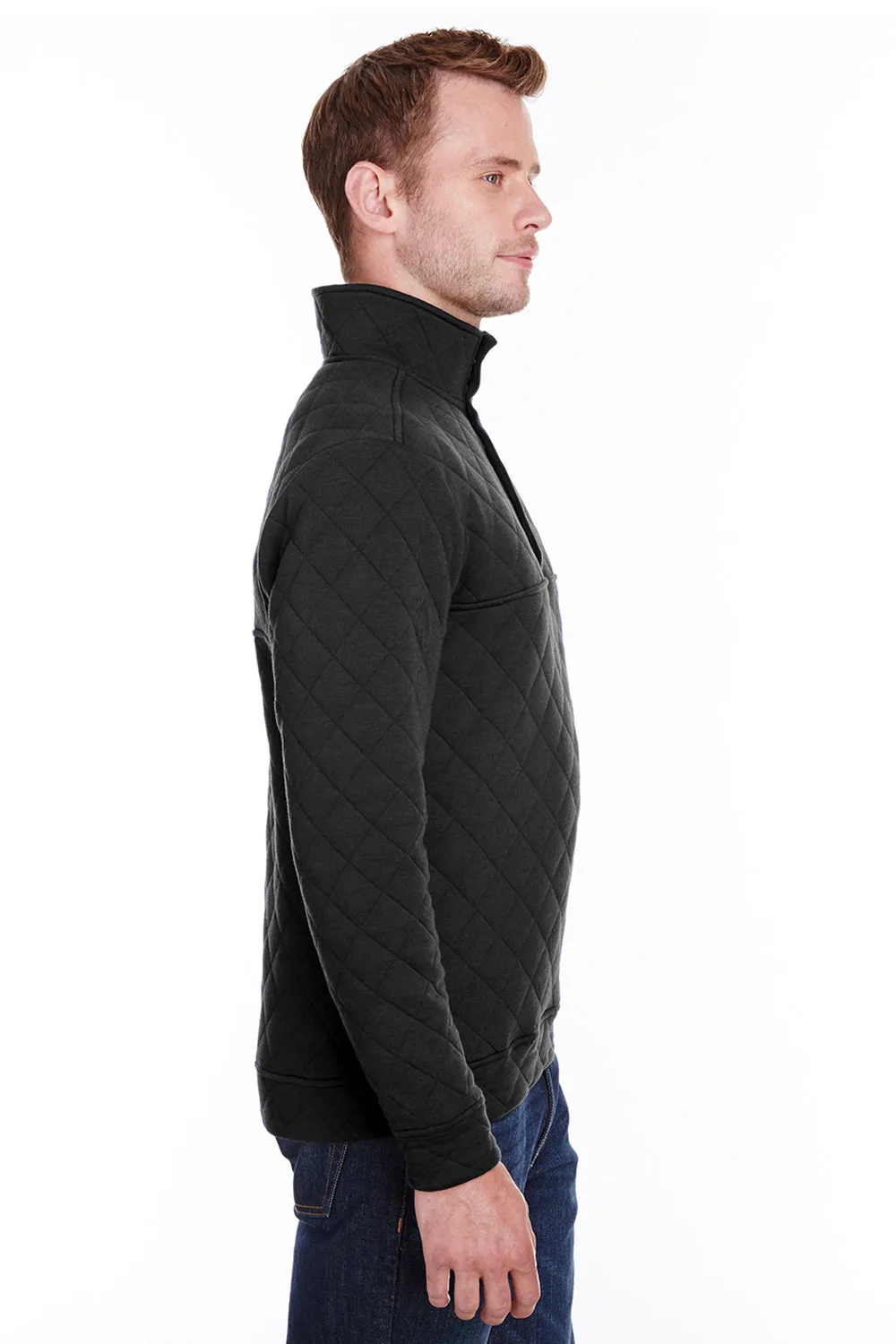 Sweat-shirt à quart de boutonnage matelassé pour hommes J America - Noir