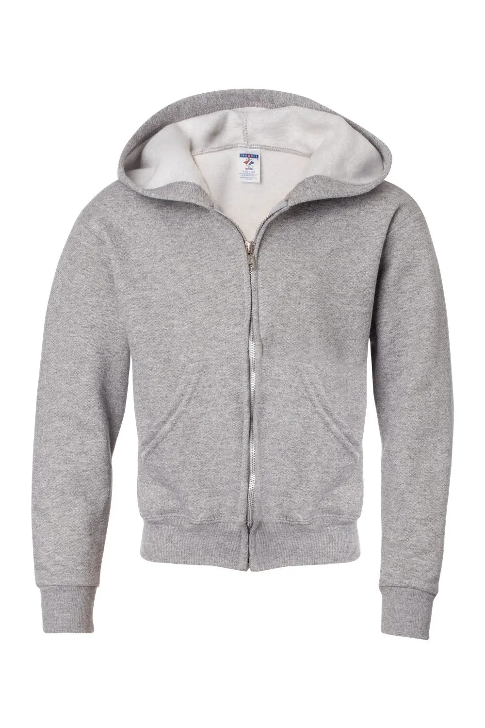 Jerzees Sweat à capuche en polaire résistante aux pilules pour jeunes avec fermeture éclair complète et poches - Gris Oxford