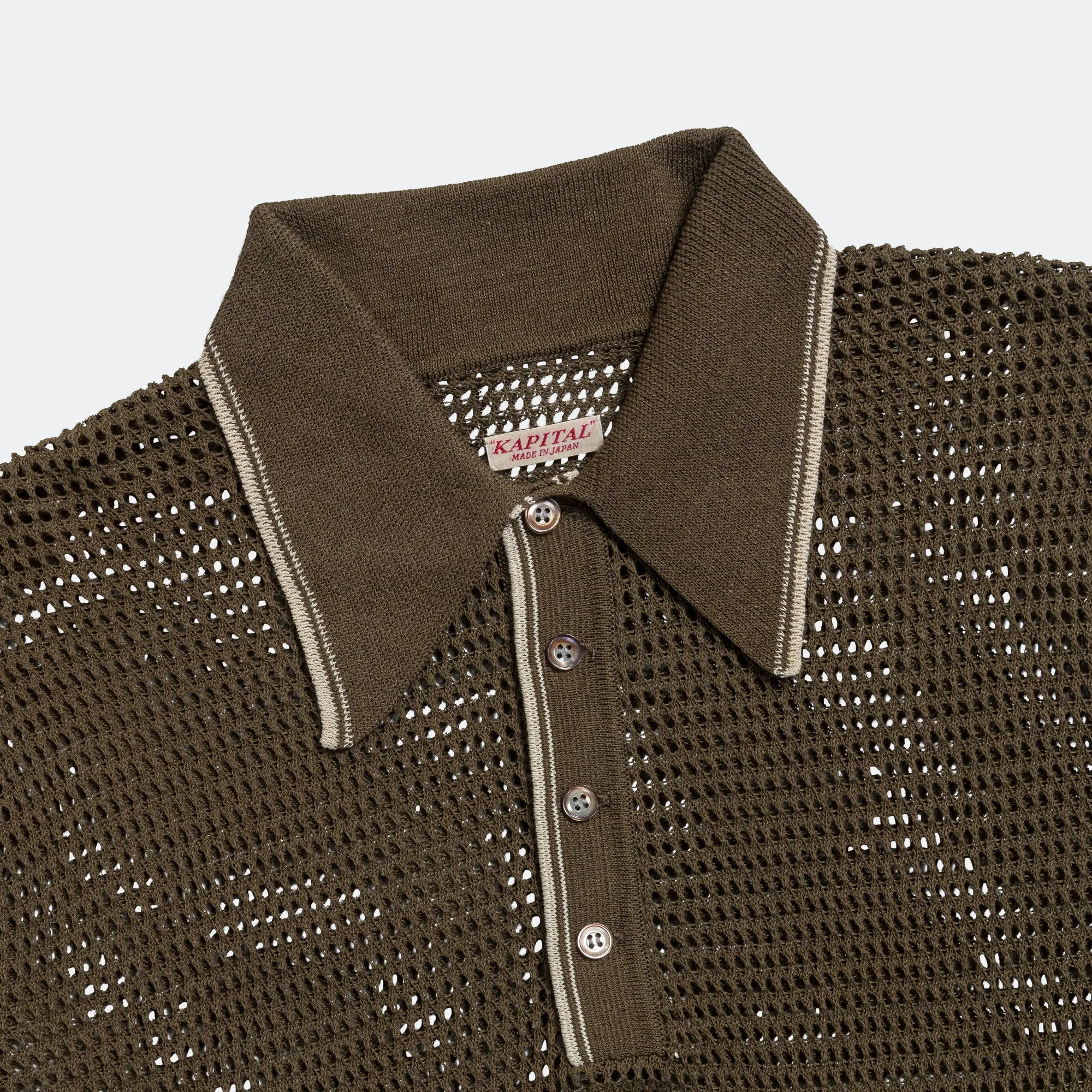Kapital Clothing Polo en maille 12G CAROL - Kaki