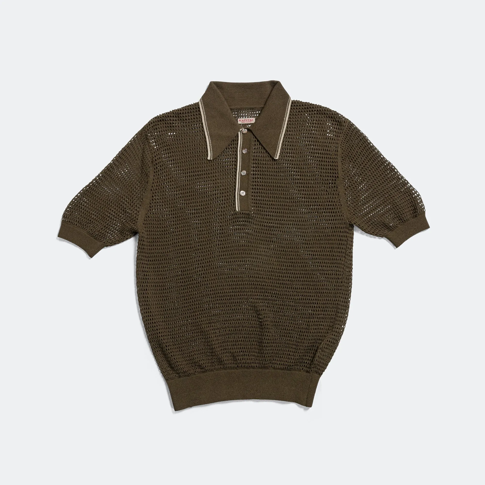Kapital Clothing Polo en maille 12G CAROL - Kaki