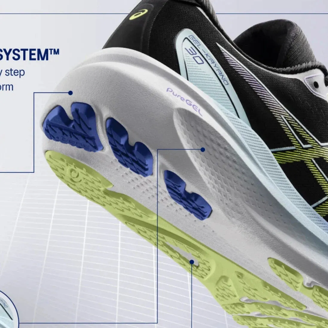 Asics Kayano 30 pour Homme Noir/Noir