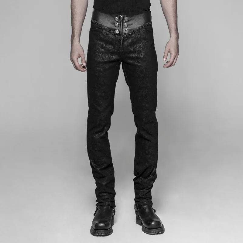 Pantalons Gothiques pour Homme en Simili Cuir et Jacquard