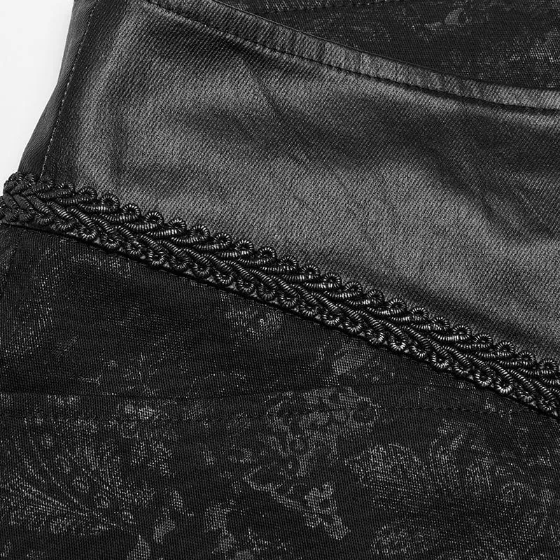Pantalons Gothiques pour Homme en Simili Cuir et Jacquard
