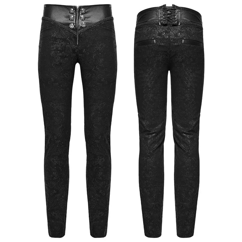 Pantalons Gothiques pour Homme en Simili Cuir et Jacquard