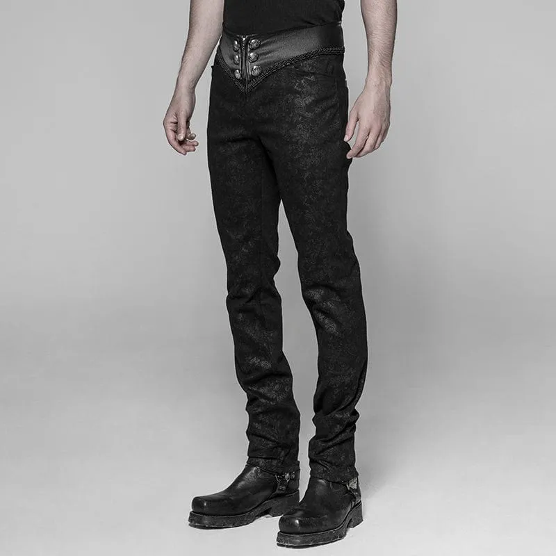 Pantalons Gothiques pour Homme en Simili Cuir et Jacquard