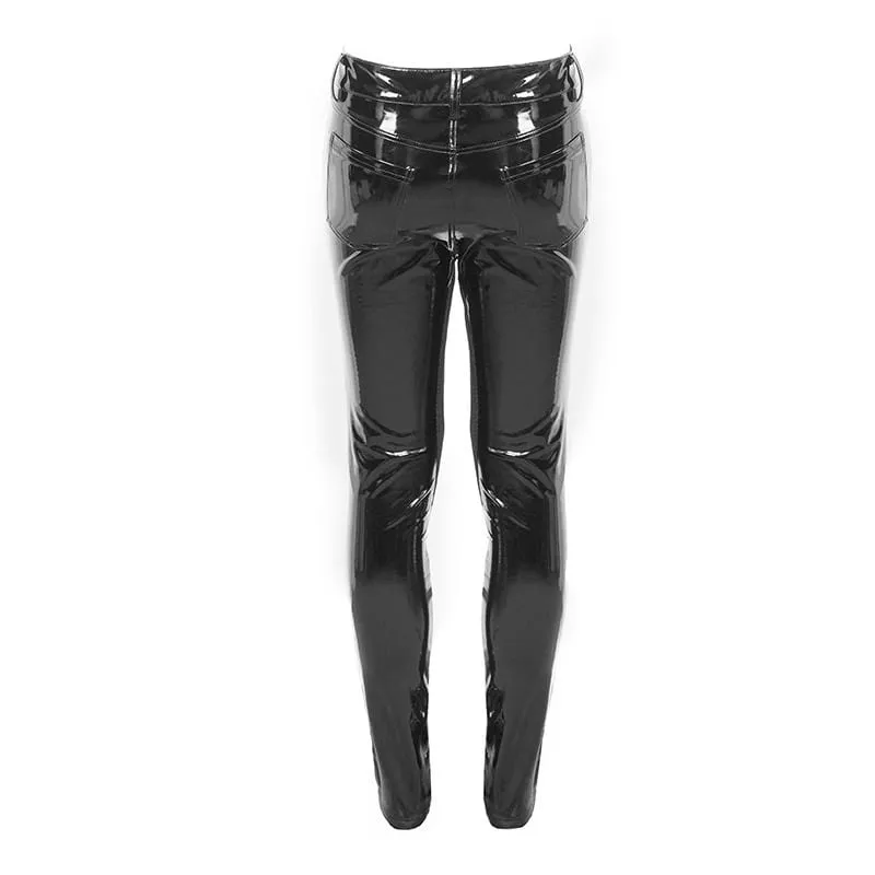 Pantalons Skinny en PU Lignes Gothiques pour Hommes