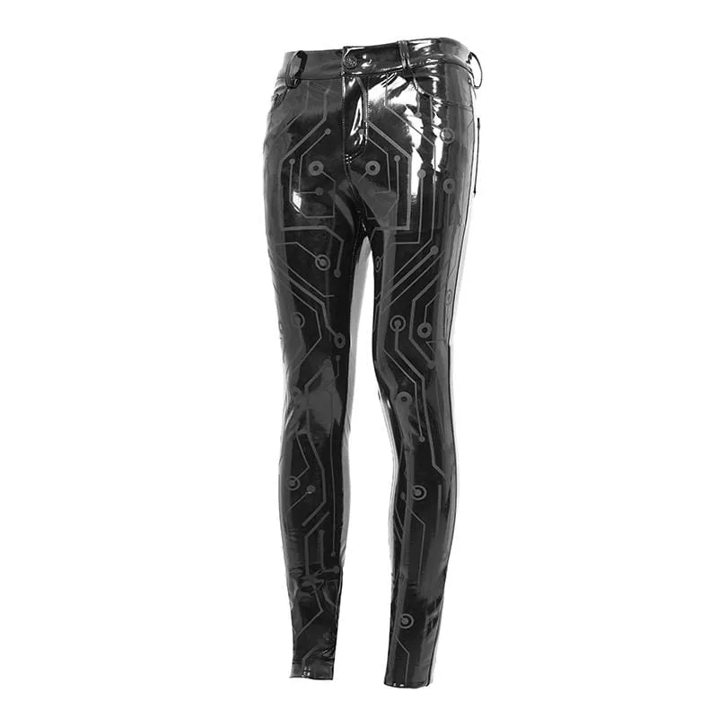 Pantalons Skinny en PU Lignes Gothiques pour Hommes