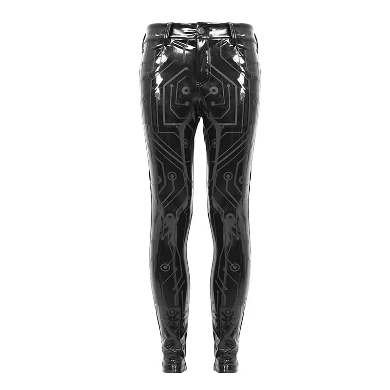 Pantalons Skinny en PU Lignes Gothiques pour Hommes