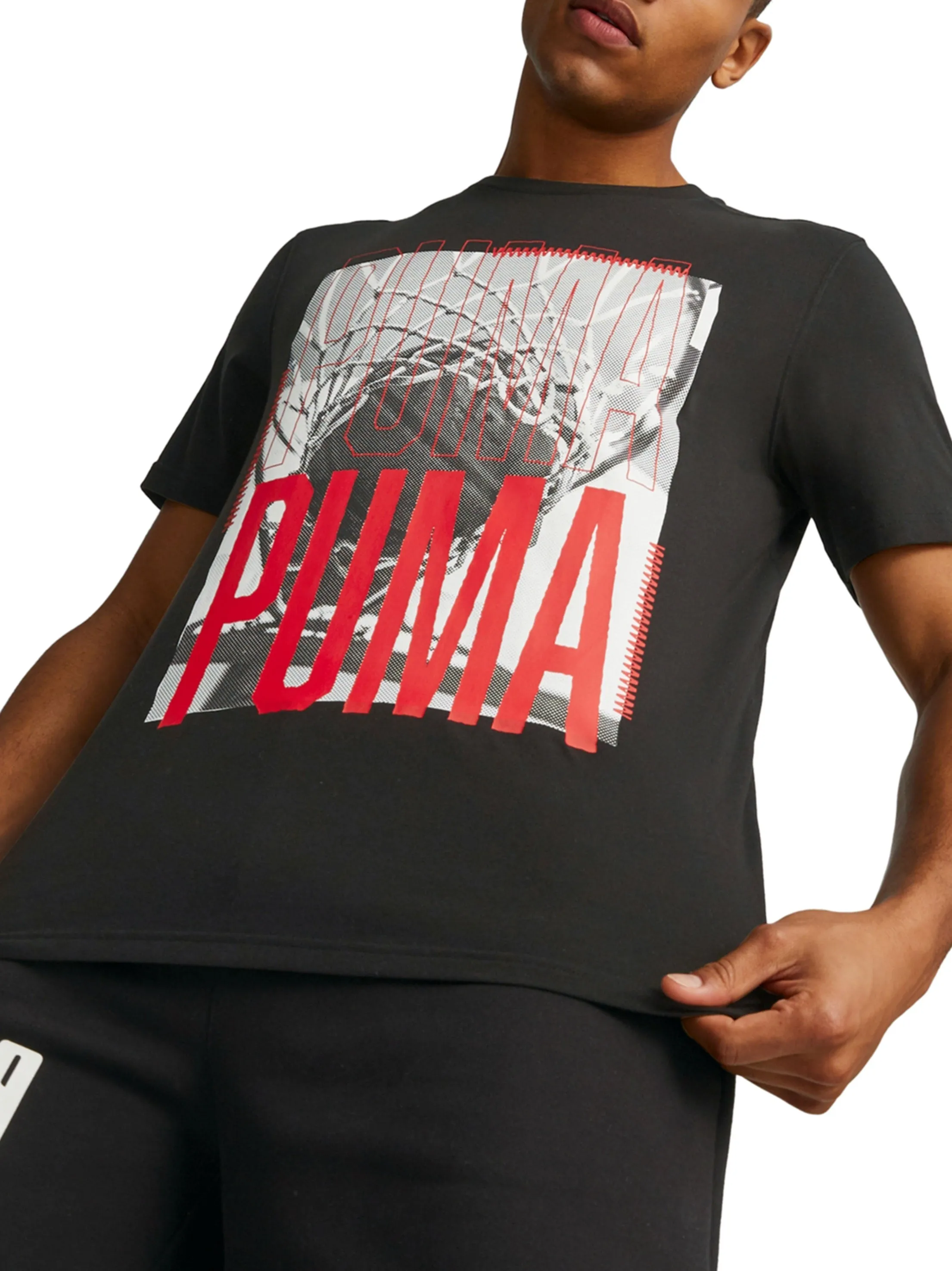 T-shirt Homme à Motifs Imprimés, Noir