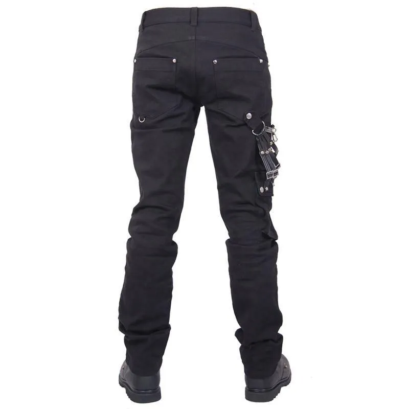 Pantalons Punk Homme Avec Chaîne Métallique
