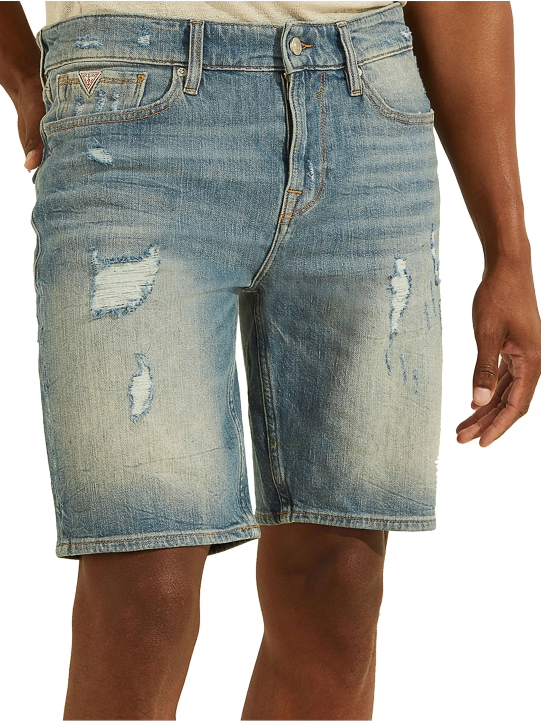 Short Jean Déchiré Homme, Bleu