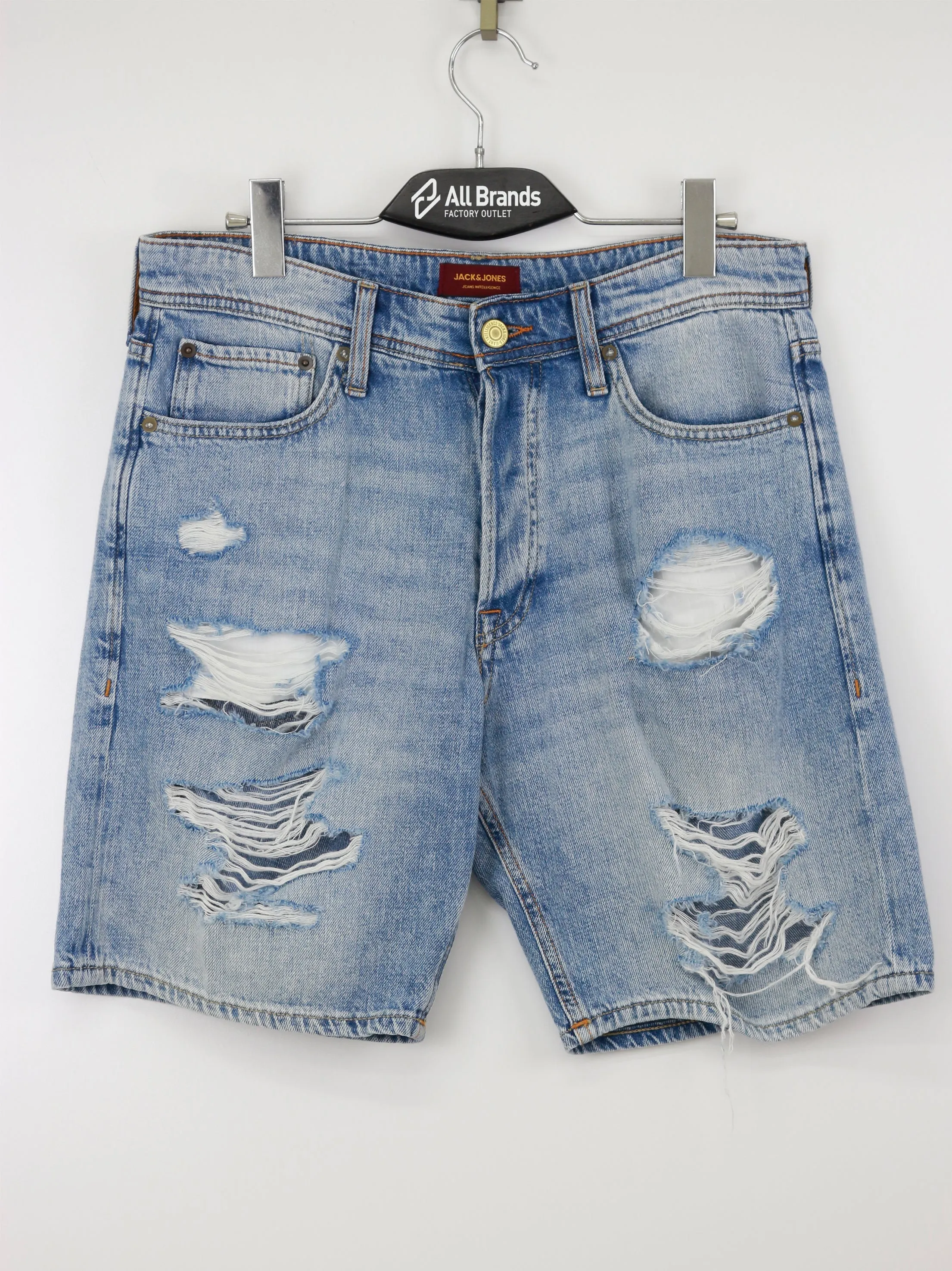 Short en jean déchiré loose pour homme, bleu clair