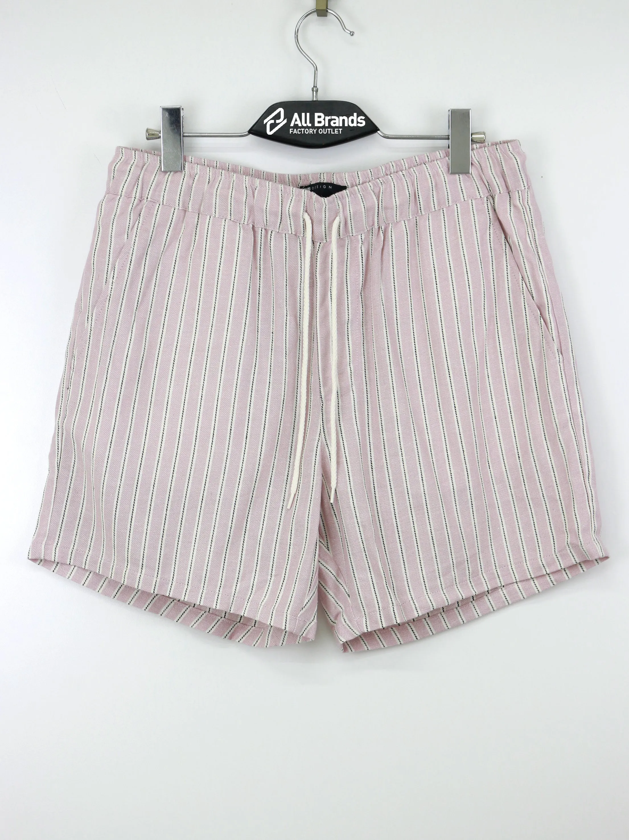 Short Homme à Cordons Rayé, Rose Clair