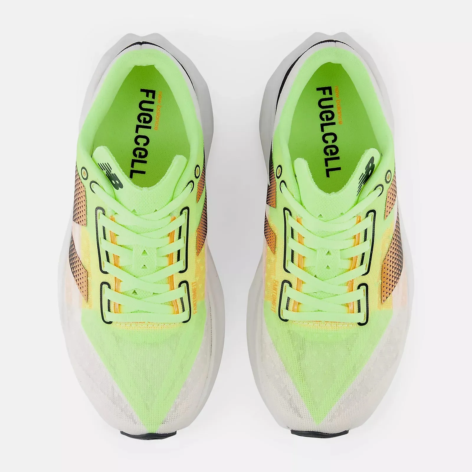 New Balance Hommes Fuelcell Rebel v4 - Blanc avec vert citron délavé et mangue intense (MFCXLL4) New Balance