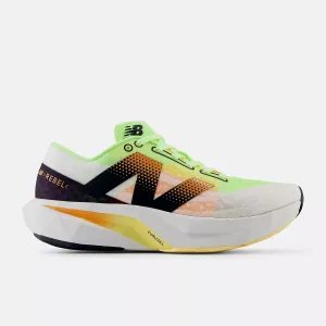 New Balance Mens Fuelcell Rebel v4 - White with bleached lime glo and hot mango (MFCXLL4) New Balance