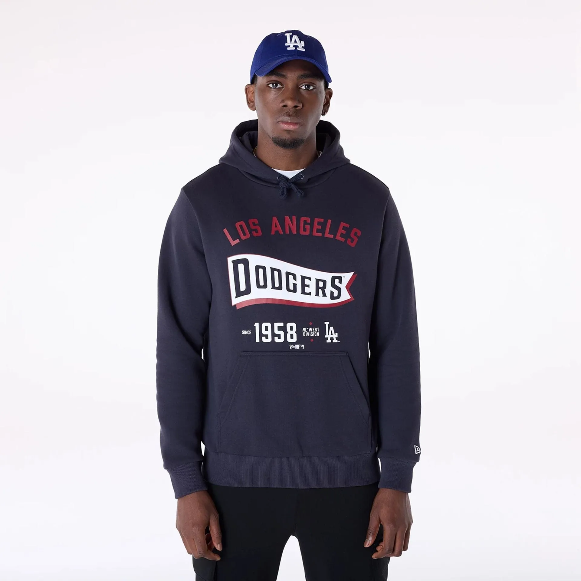 Sweatshirts et hoodies New Era - Pullover hoodie graphique Navy avec fanion MLB des LA Dodgers