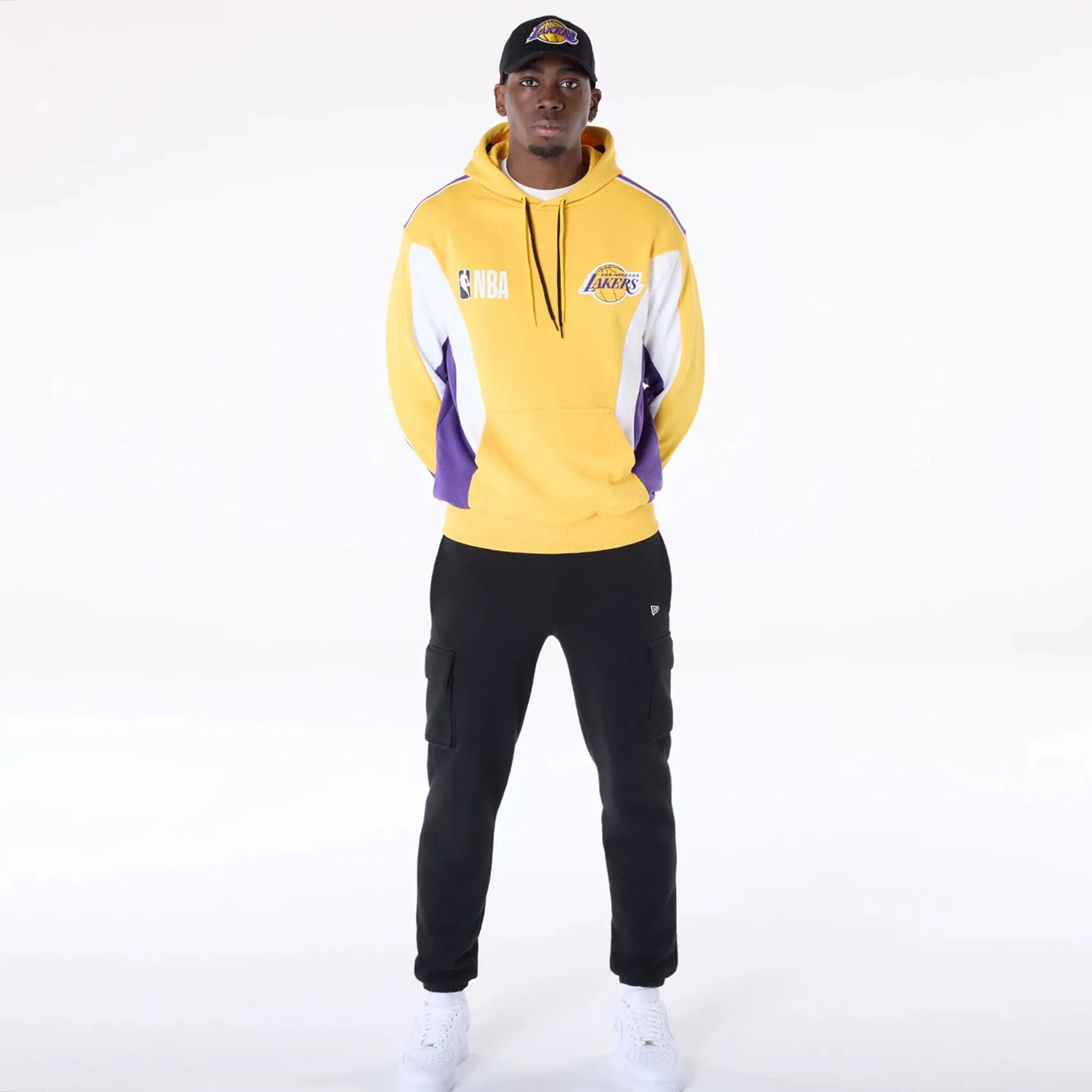 Sweats à capuche et pulls à capuche New Era LA Lakers NBA Graphique Jaune Pull à capuche surdimensionné