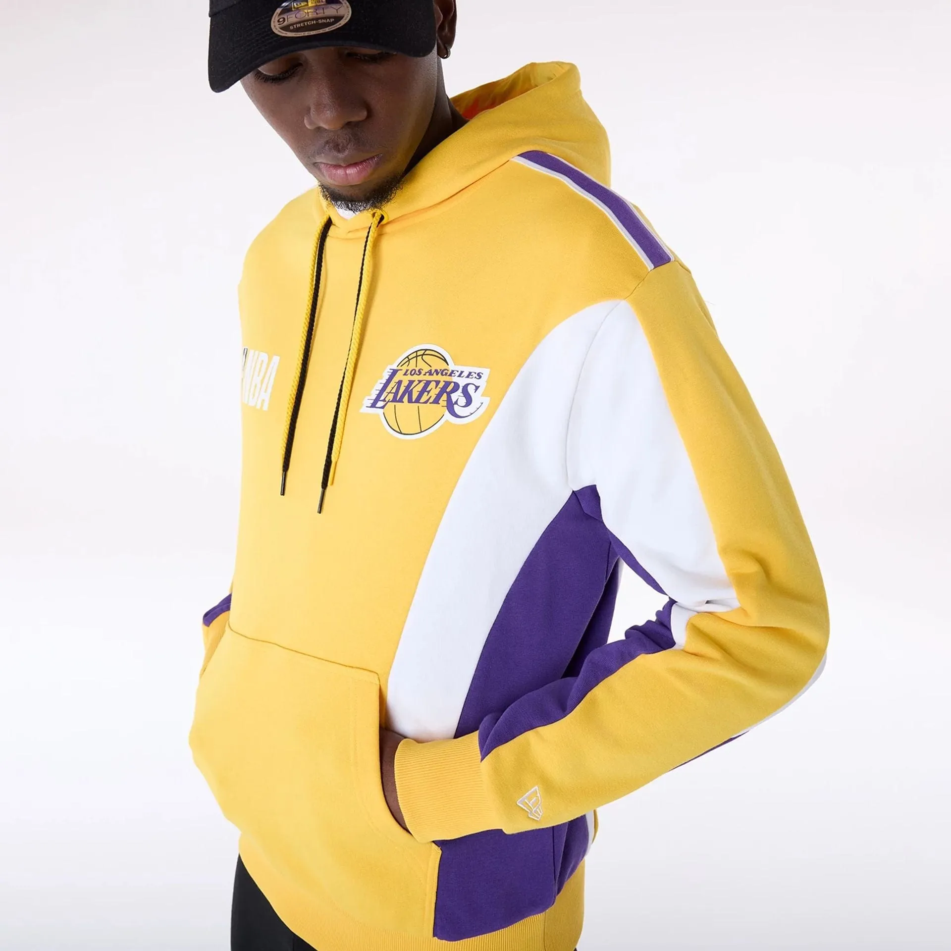 Sweats à capuche et pulls à capuche New Era LA Lakers NBA Graphique Jaune Pull à capuche surdimensionné