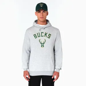 New Era Sweatshirts And Hoodies Milwaukee Bucks NBA Grey Pullover Hoodie