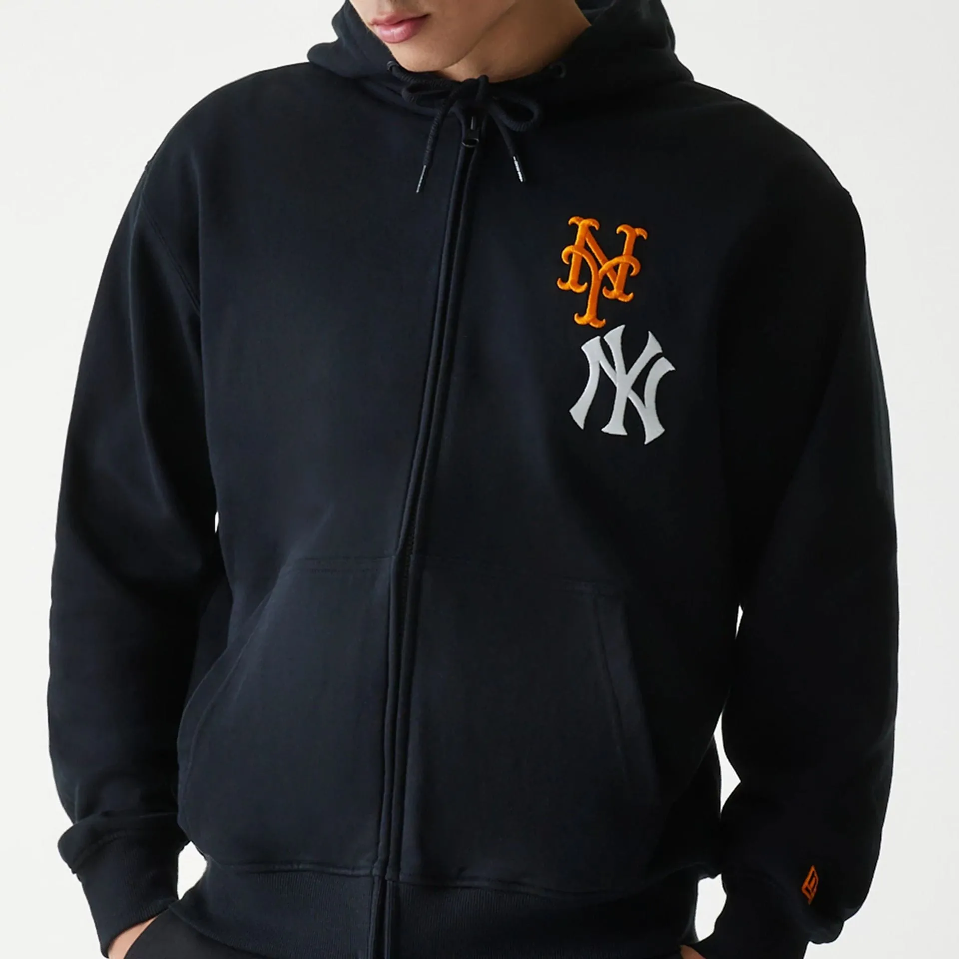 Sweats à capuche et pulls à capuche New Era MLB Subway Series Noir à fermeture éclair devant
