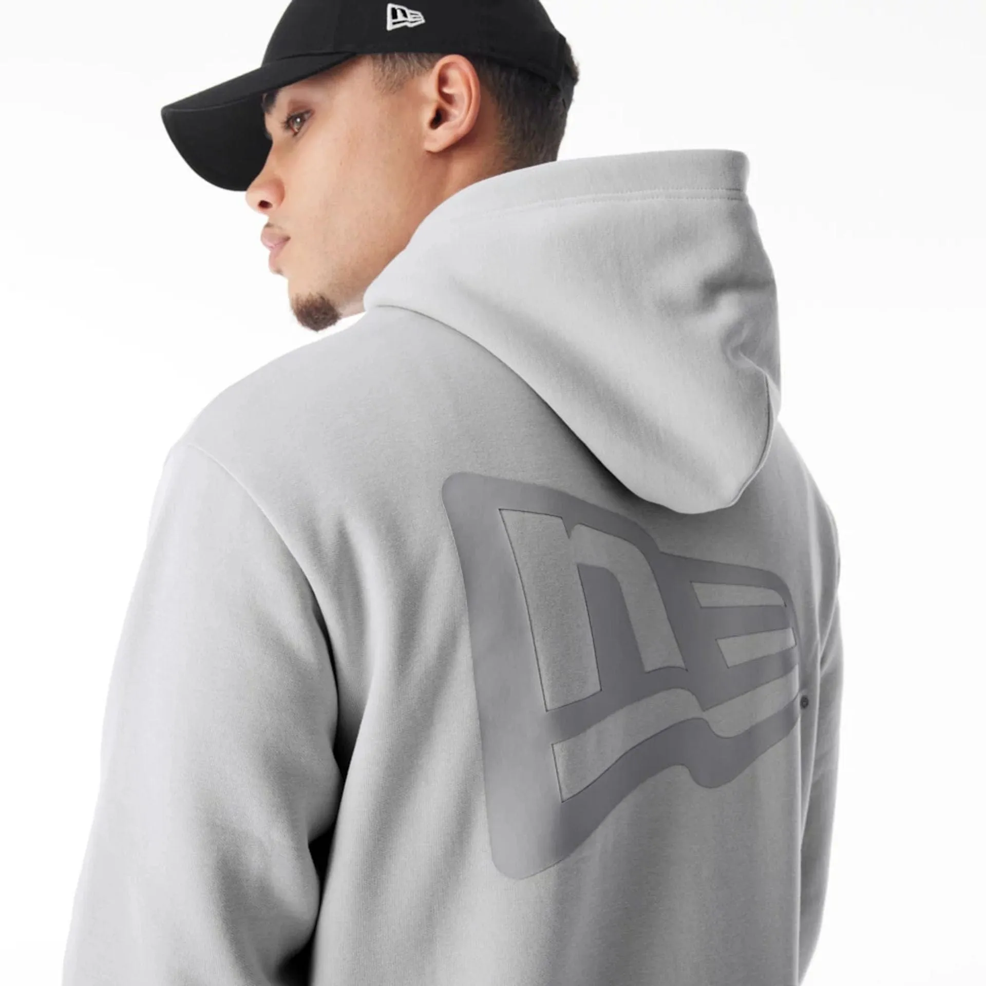 Sweats à capuche et pulls New Era Pull à capuche gris surdimensionné avec drapeau New Era