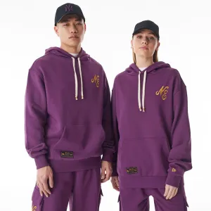 New Era Sweatshirts And Hoodies New Era Script Logo Dark Purple Oversized Pullover Hoodie