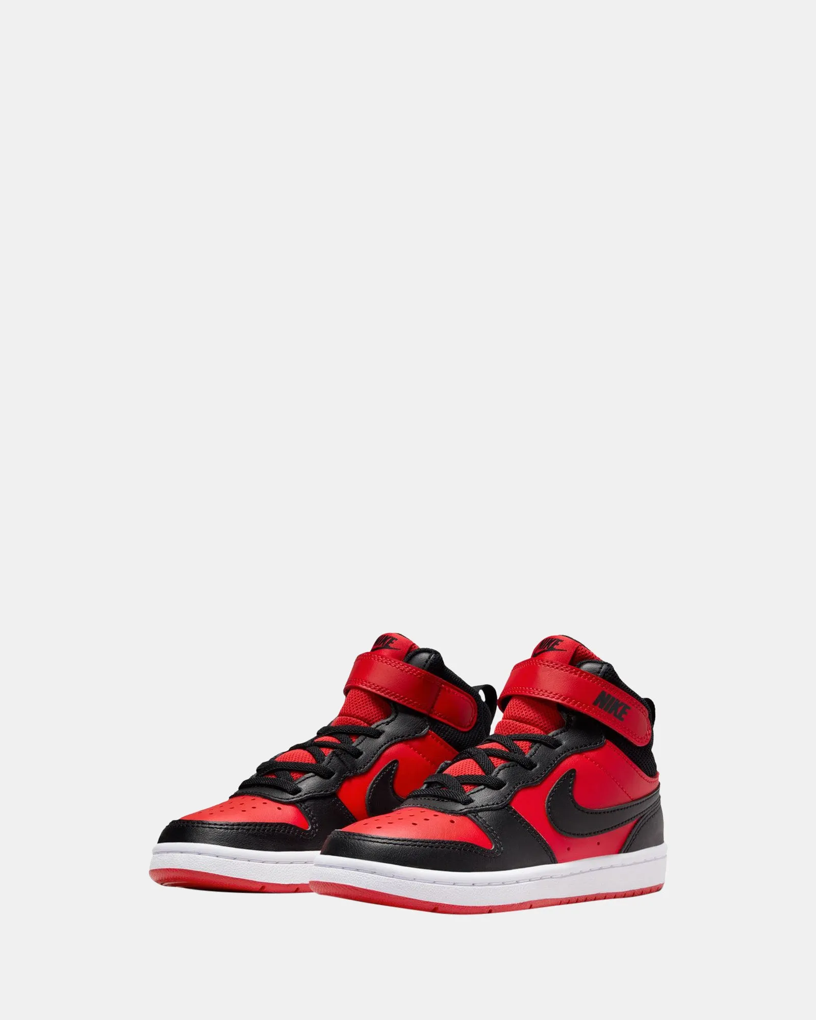 Chaussures Nike Kids Court Borough Mid 2 Préscolaire Rouge Uni/Noir/Blanc
